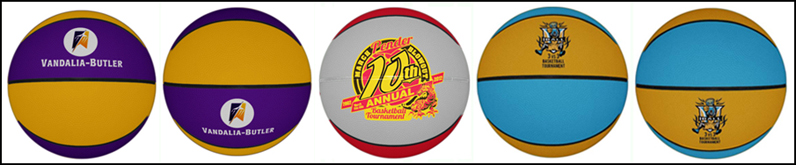 Personalized rubber basletballs with your logo.